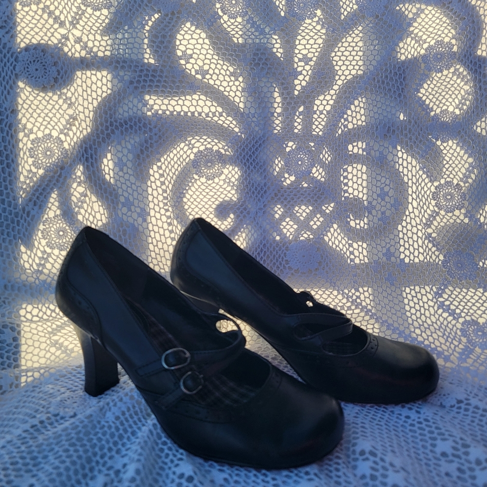 Vintage Mudd Sergio Double Buckle Y2K Black Mary Janes high heel shoes 8…